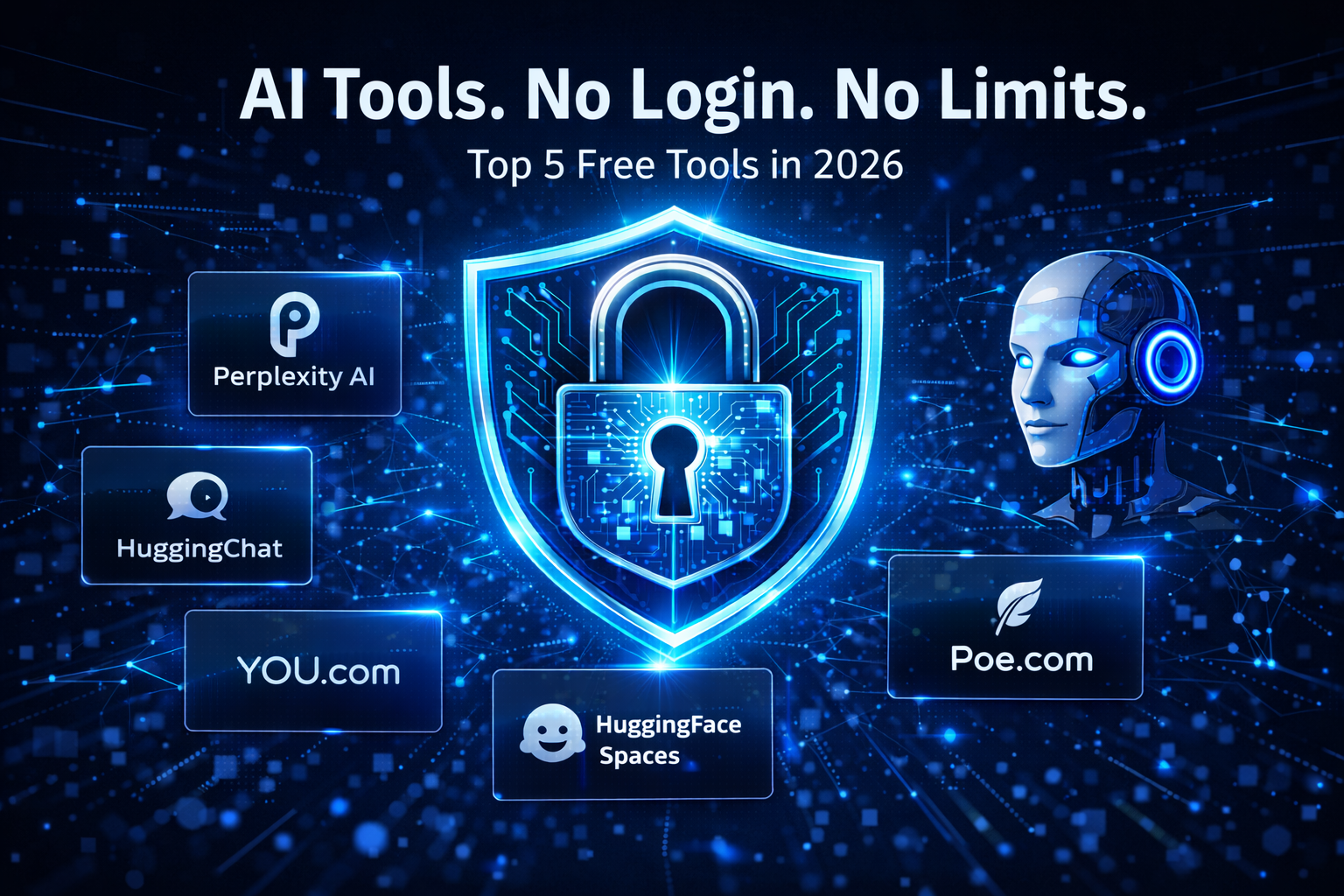 Top 5 Free AI Content Generators No Login Required in 2026 — Perplexity AI, HuggingChat, YOU.com, HuggingFace Spaces, and Poe.com